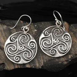 Drachensilber Triskelion Shild Ohrhänger 925 Sterlingsilber (Paar) - Silber