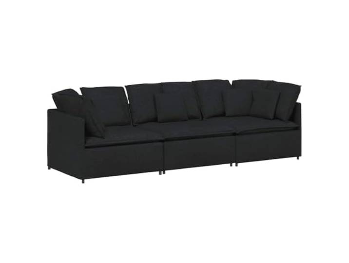 Makastle Modulares Sofa Couch mit Kissen Stoff Schwarz
