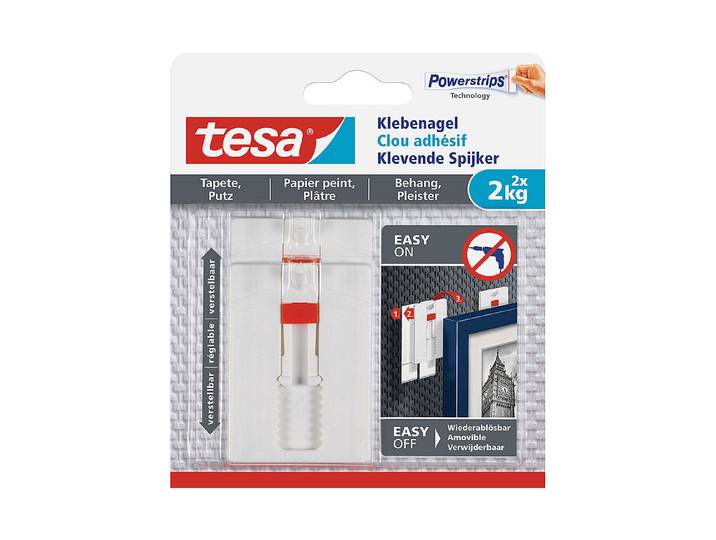 Tesa Verstellbarer Klebenagel für Tapeten und Putz 2 Stück 2 kg