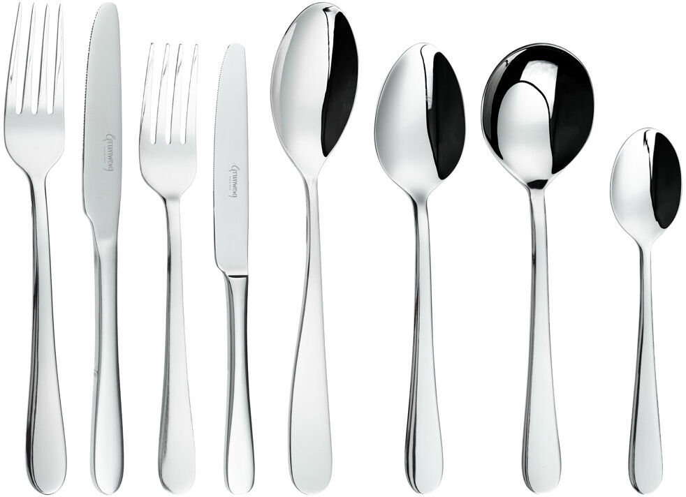 Grunwerg Cutlery 44 Piece Windsor 18/0 Stainless Steel Cutlery Set, Service for 6 Silver 44