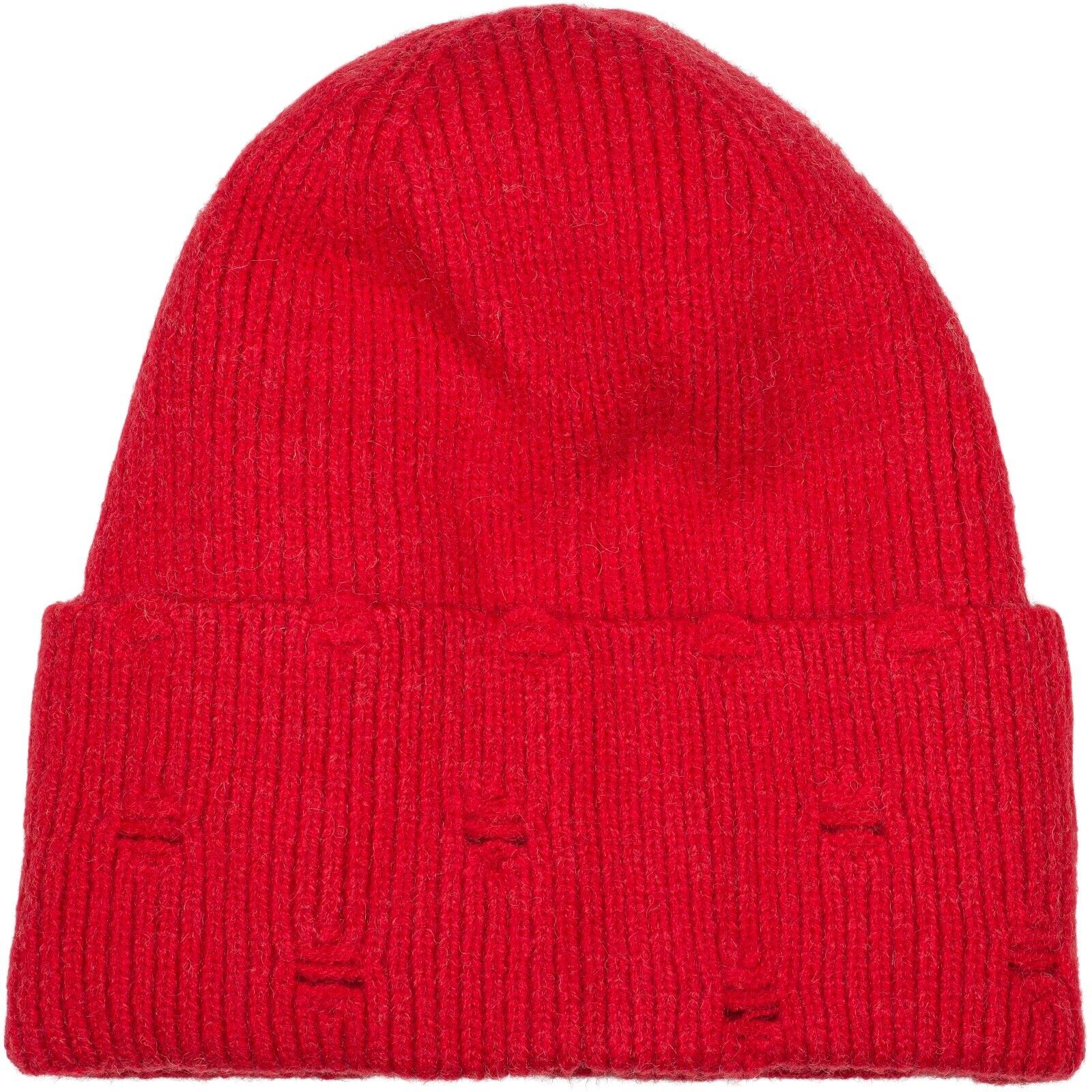 Strickmütze STYLEBREAKER "Strickmütze mit Rippenmuster und Rissen", Herren, rot, 100% Polyacryl PAN., Modisch, Mützen Strickmütze
