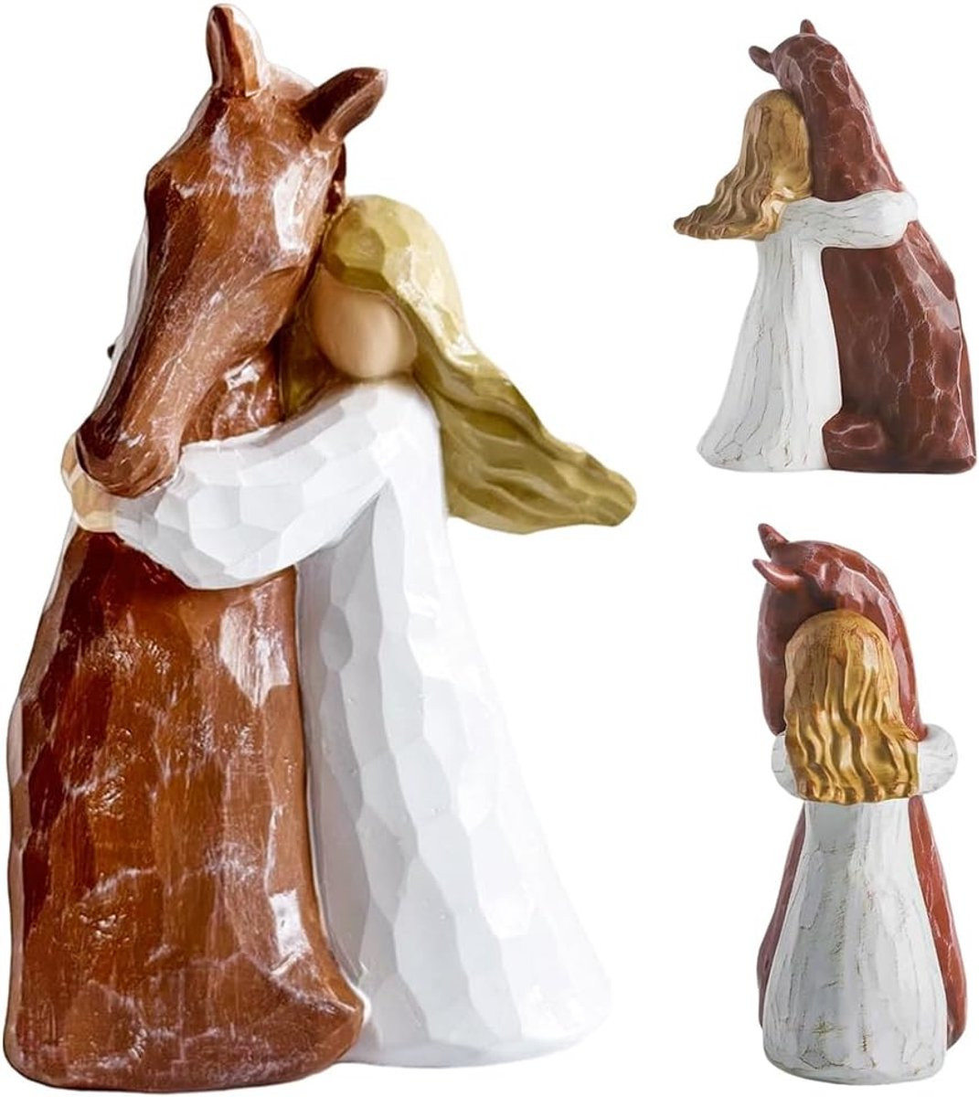 Handgeschilderd Paardenbeeld Vriendschapsfiguur Decoratie van Hoogwaardig Hars