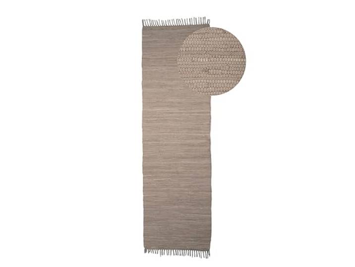 carpetfine Flickenteppich Läufer Chindi Uni waschbar 70x240 cm Taupe Fleckerlteppich, handgewebt aus 100 % Baumwolle, mit Fransen, bis 30 °C Schonwäsche, Boho-Stil, für Flur, Küche und Diele