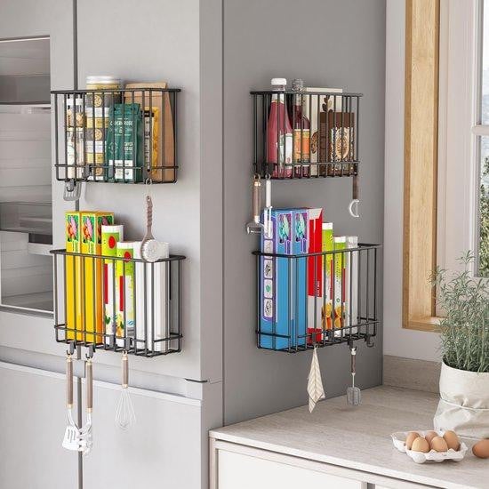 Unyqoos Set van 4 Zelfklevende Magnetische Opbergboxen, Zwart – Keuken- en Badkamerorganizer, Roest- en Corrosiebestendig