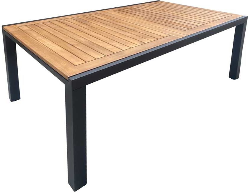 Pharao24.de Garten Tisch aus Akazie Massivholz und Aluminium einer Einlegeplatte