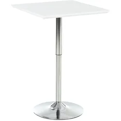 STILVORA Bartisch höhenverstellbar Weiß 60x60x92  mit rutschfesten Gummifüßen, MDF Tischplatte E1 und Stahlgestell, modern für Küche Balkon