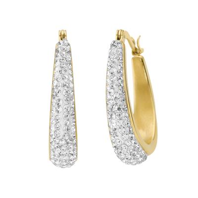 Paar Creolen FIRETTI "Schmuck Geschenk Edelstahl Ohrschmuck Ohrringe", gold (gelbgoldfarben, kristallweiß, kristallweiß), Ohrringe, Damen, 22,7mm, Edelstahl, mit Kristallstein (synth.)