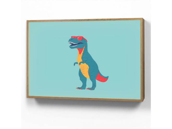 OnlyWow Wandleuchte MIT Akku Dinosaurier - Blau - Sonnenbrille 100x70 cm, Hellblau, Rechteckig, LED integrated, 100x70x8 cm, Lampen & Leuchten, Innenbeleuchtung, Wandleuchten