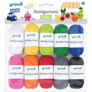 Gründl Häkelgarn 1299-1 Amigurumi Happy, 10 Stück, 10 g / 23 m, Nadelstärke 3-4.5, 100% Baumwolle