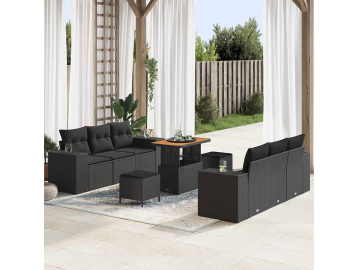 vidaXL Gartensofa-set Schwarz [Synthetisch]: Poly Rattan