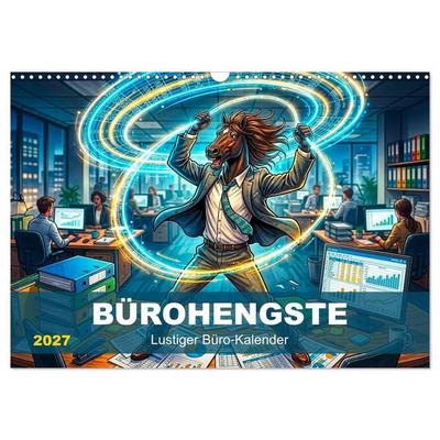 Bürohengste - Lustiger Büro‑Kalender (Wandkalender 2027 DIN A3 quer), CALVENDO Monatskalender