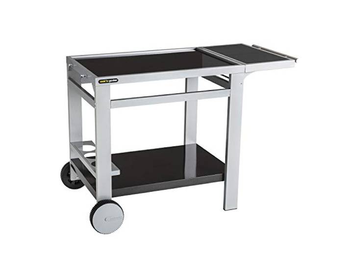 Cook'in garden - Desserte Extérieur - Media L Acier - Plan de Travail Roues Renforcées\, Meuble Extérieur Idéal Jardin ou Terrasse\, Support Idéal pour Plancha ou Barbecue\, Noir/Gris
