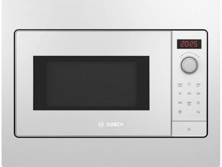 BOSCH Einbau-Mikrowelle BFL523MW3 , weiß, B:49,5cm H:38,2cm T:33,5cm, Mikrowellen, 50 cm breit - 30 Sekunden maximale Leistung durch QuickStart Funktion, Einbau-Mikrowelle