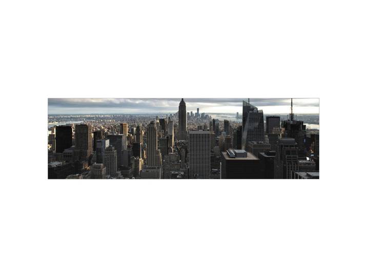 Fani Küchenrückwand Smart - Glas, Dunkelgrau, Metall, Kunststoff, Skyline, 180x53.7x0.6 cm, mit Dekor, Spritzschutz, individuell zuschneidbar, Echtglas-Optik, Küchen, Küchenausstattung, Küchenrückwände