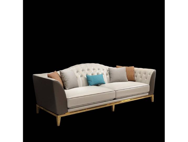 JVmoebel Chesterfield-Sofa Edelstahl Sofa im Chesterfield-Stil mit hochwertigem Lederbezug, Set, Made in Europa