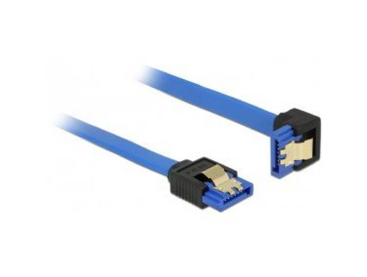 DELOCK kabel SATA 6 Gb/s bus recht > SATA bus onder hoek 70cm blauw met gouden clips