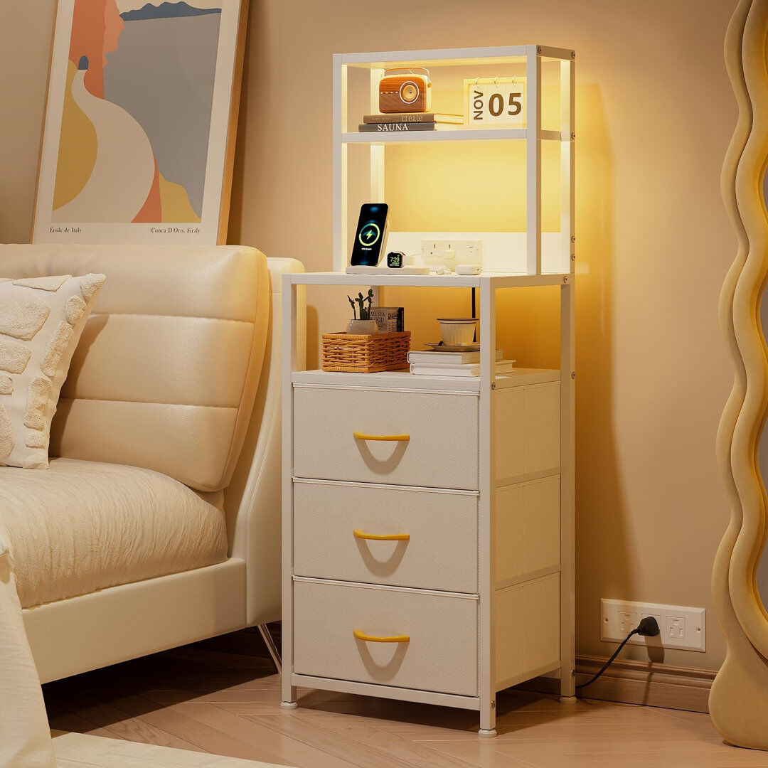 Brayden Studio 41 cm W Bedside Table White 117cm H X 41cm W X 33cm D