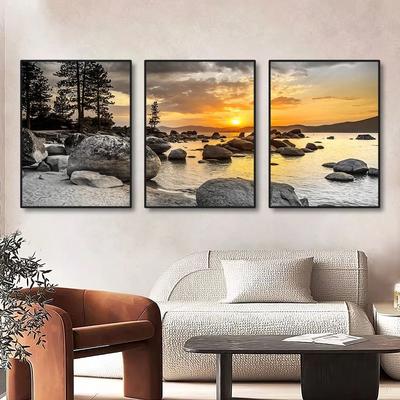 Uplifted Finds Sunset Sea Beach Natural Landscape Canvas Wall Art Home Decoration 30 X 40 Cm No Frame c