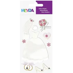 6x Heyda, Sticker, Sticker-Etikett Hochzeitskleid 8 Stück bunt (8 Sticker)