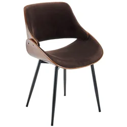 STUHL in Nussbaumoptik mit Sitzfläche aus Velours - Mannix