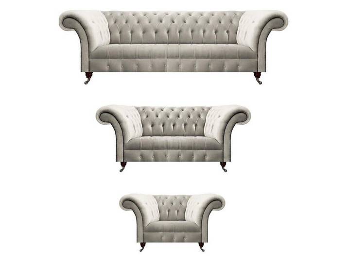 Xlmoebel Chesterfield-Sofa Luxuriöse Sofagarnitur in Weiß mit Chesterfield-Verzierung, Hergestellt in Europa