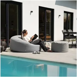 HOME DELUXE XXL Outdoor Sitzsack CLOUD mit Hocker - Hellgrau
