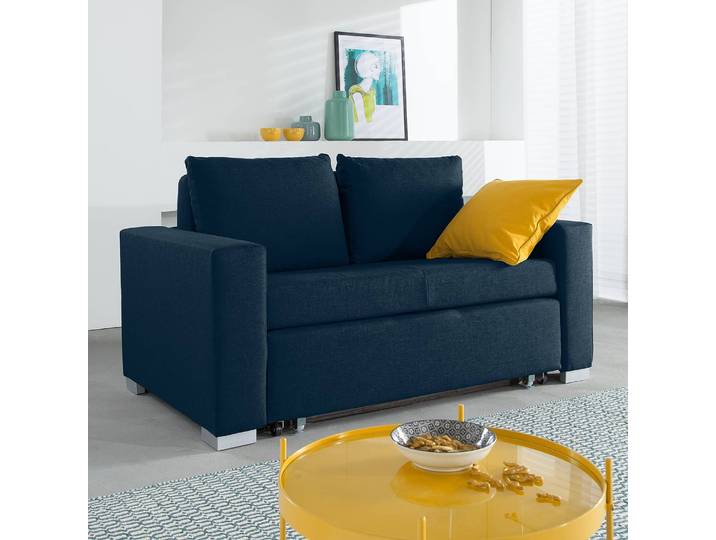 Schlafsofa Basic Blau/Blau Stoff Doran 153cm mit Schlaffunktion Modern