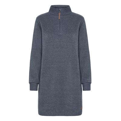 Sweatkleid OXMO "Sweatkleid OXMILLE", Damen, Gr. S, N-Gr, blau (total eclipse melange), Obermaterial: 55% Polyester PES. 45% Baumwolle CO., Kleider Sweatkleid