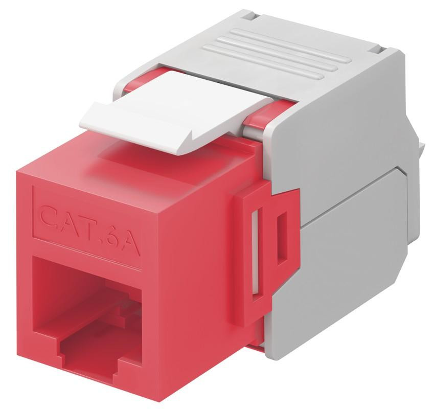 Goobay CAT 6A Keystone RJ45 module UTP 500 MHz rood/wit