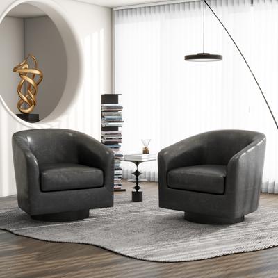 DREAMSIDEA Modern Round 360-Degree Swivel Accent Chair Set of 2