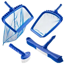 VEVOR Reinigungsset für Pools inkl. 2 abnehmbaren Bürstenköpfen (51/14 cm) & 2 Pool-Skimmernetzen, Reinigungswerkzeugset für eingebaute/oberirdische Pools für Blätter, feines Netz, keine Stangen