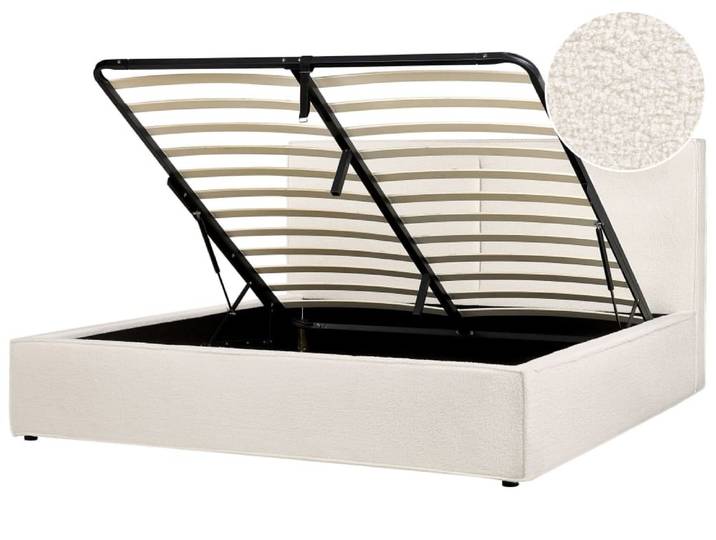 Lit double en tissu blanc 180x200