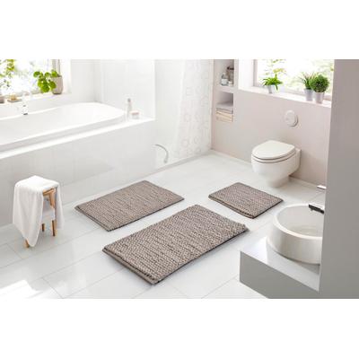 Badematte LINEA DUE "Punto Uno, Badvorleger, Badezimmer Teppich", beige (taupe), H:18mm, Baumwolle, Polyester, Badematten, Badematte, moderner Badvorleger mit Knötchen-Struktur