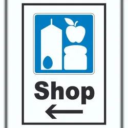 HB-Druck Shop Schild mit Pfeil links A4 (210x297mm)