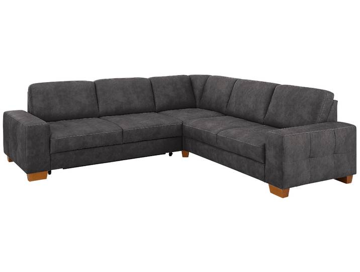 Ecksofa, 276x271 cm, Luxus-Microfaser, Anthrazit, Mit Bettfunktion & Schubladen, Modern, Home-affaire