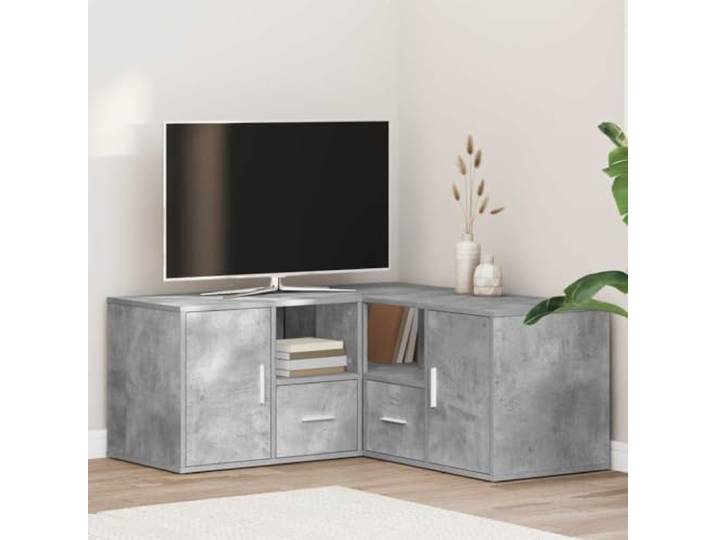 smnyxs Eckschrank, Betongrau, 160 x 40 x 45 cm, Holz Eckmöbel, 2 Montagemodi, Fächer und Schubladen, robuste Oberfläche, feucht abwischbar