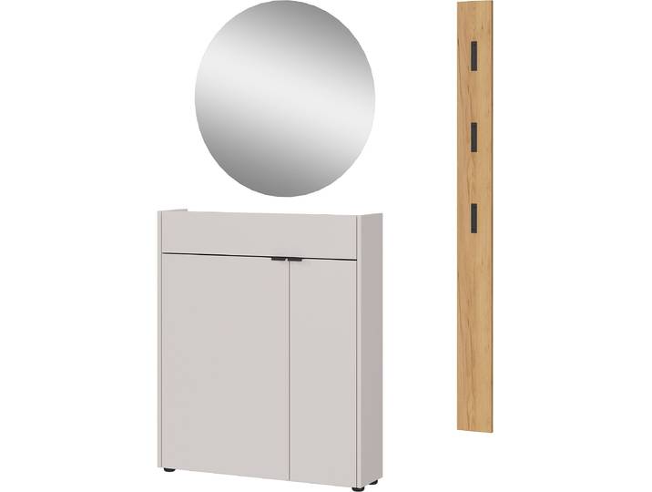 Garderoben-Set GERMANIA GW-Ameca , beige (kaschmir, navarra, eiche, nachbildung), B:113cm H:200cm T:22cm, Holzwerkstoff, Kastenmöbel-Sets, Garderoben-Set, Garderoben-Set bestehend aus Schuhschrank, Spiegel & Garderobenpaneel