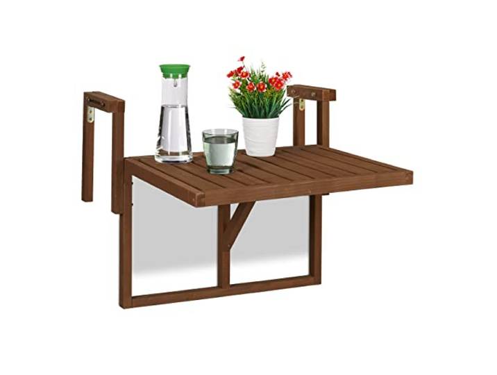 Relaxdays Balkontisch klappbar, Balkonklapptisch zum Einhängen, BxT: 60x45 cm, höhenverstellbar, Hängetisch, Dunkelbraun