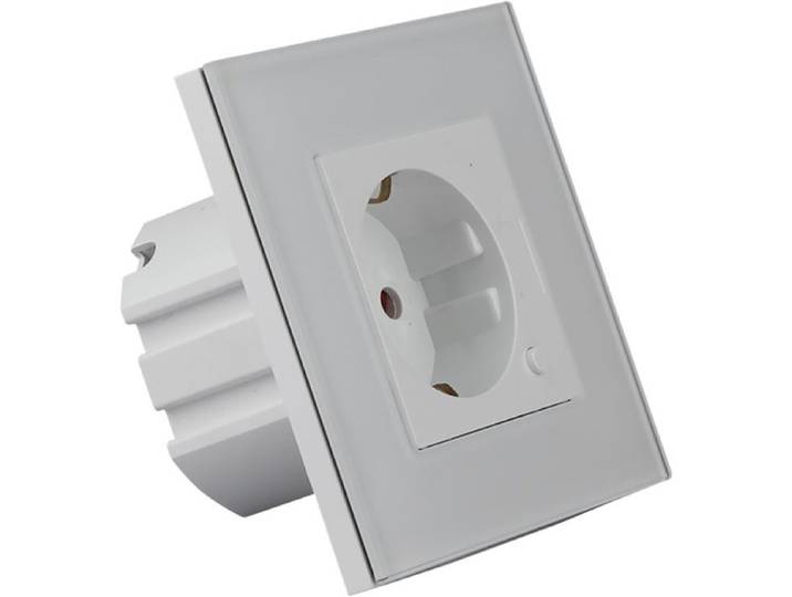 Wandcontactdoos Smart WiFi - Viron Wimo - Inbouw - 1-voudig - Randaarde - Incl. Glazen Afdekraam - Wit
