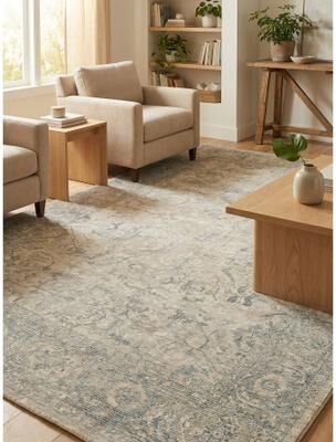 EXQUISITE RUGS Tuscany Hand-loomed Wool/Bamboo Silk Ivory/Blue Area Rug.