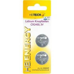Heitech Lithium Knopfzellen, 2-er Pack, CR2450, 3 V