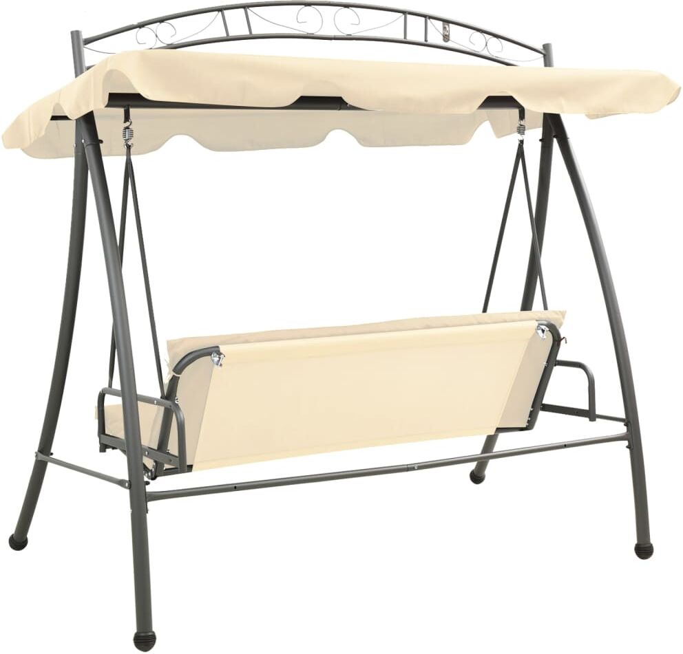 vidaXL Balancelle convertible d'extérieur avec auvent Blanc sable