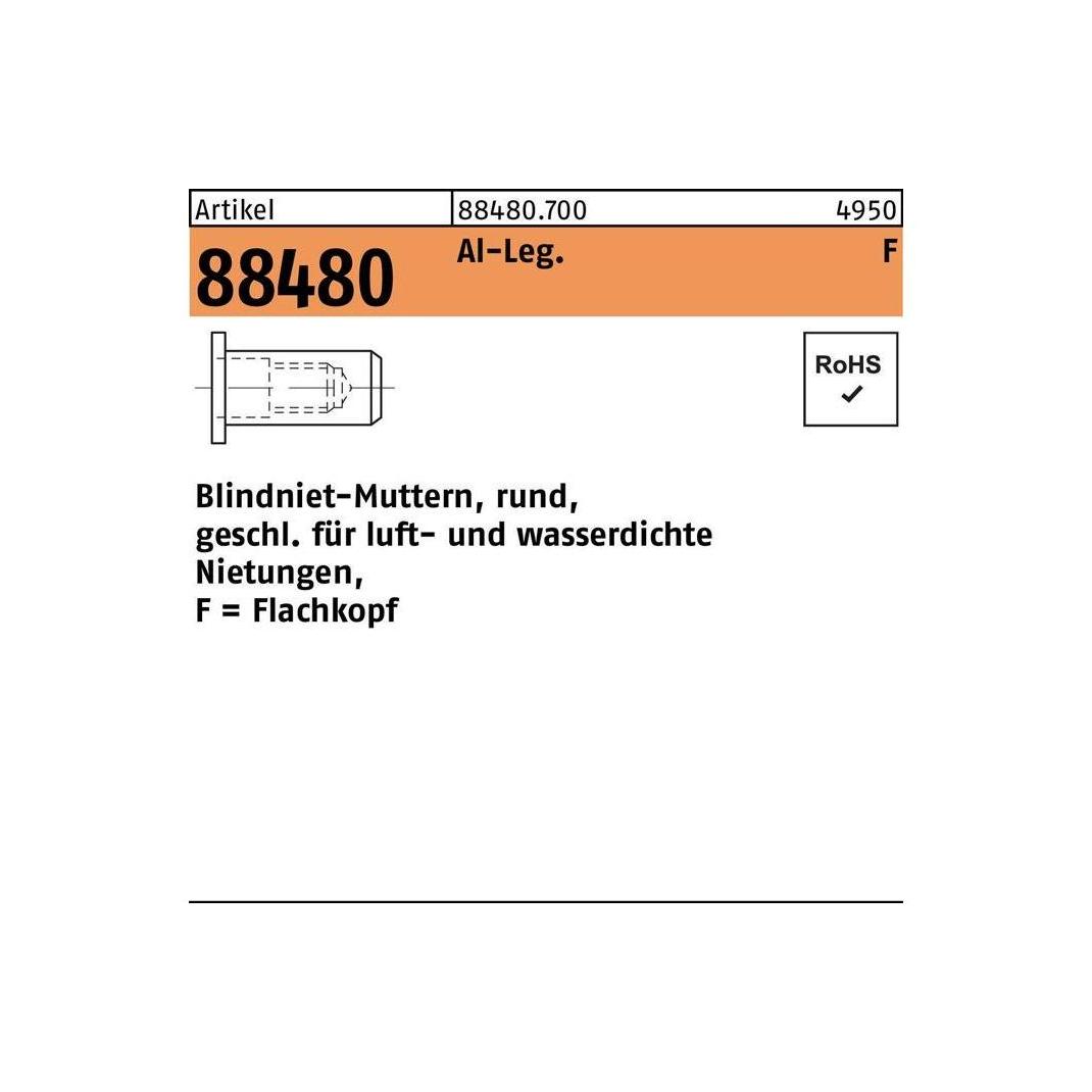 Blindnietmutter R 88480 FLAKO M 8 /0,3 -3,0 Aluminium (884807000080030)