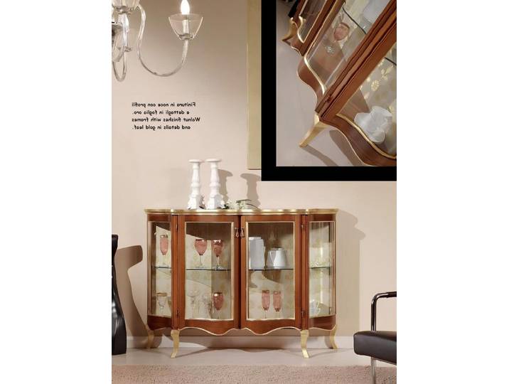 Xlmoebel Sideboard Luxus Vitrine Kommode Glaskommoden Braun Italienische Möbel (1 St), Made in Europa