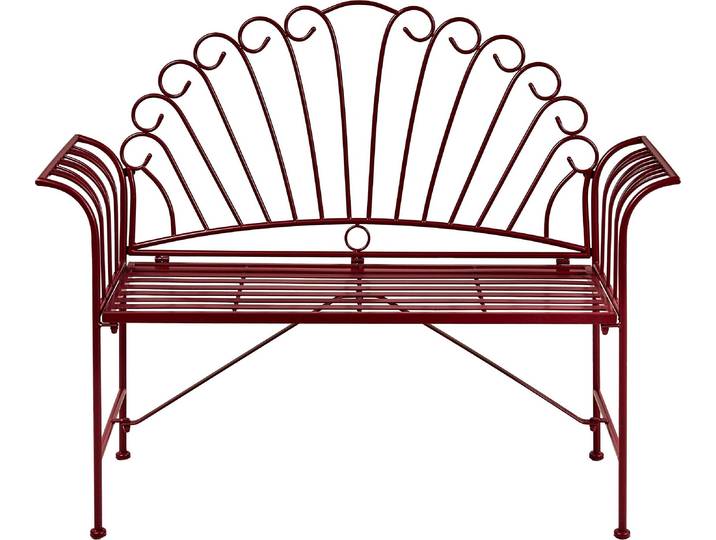 BELIANI 2-Sitzer Gartenbank Burgunderrot Eisen 125 cm Französisch Romantisch Verschnörkelt Vintage Stil Outdoor Balkon Terrasse Garten Sitzbank