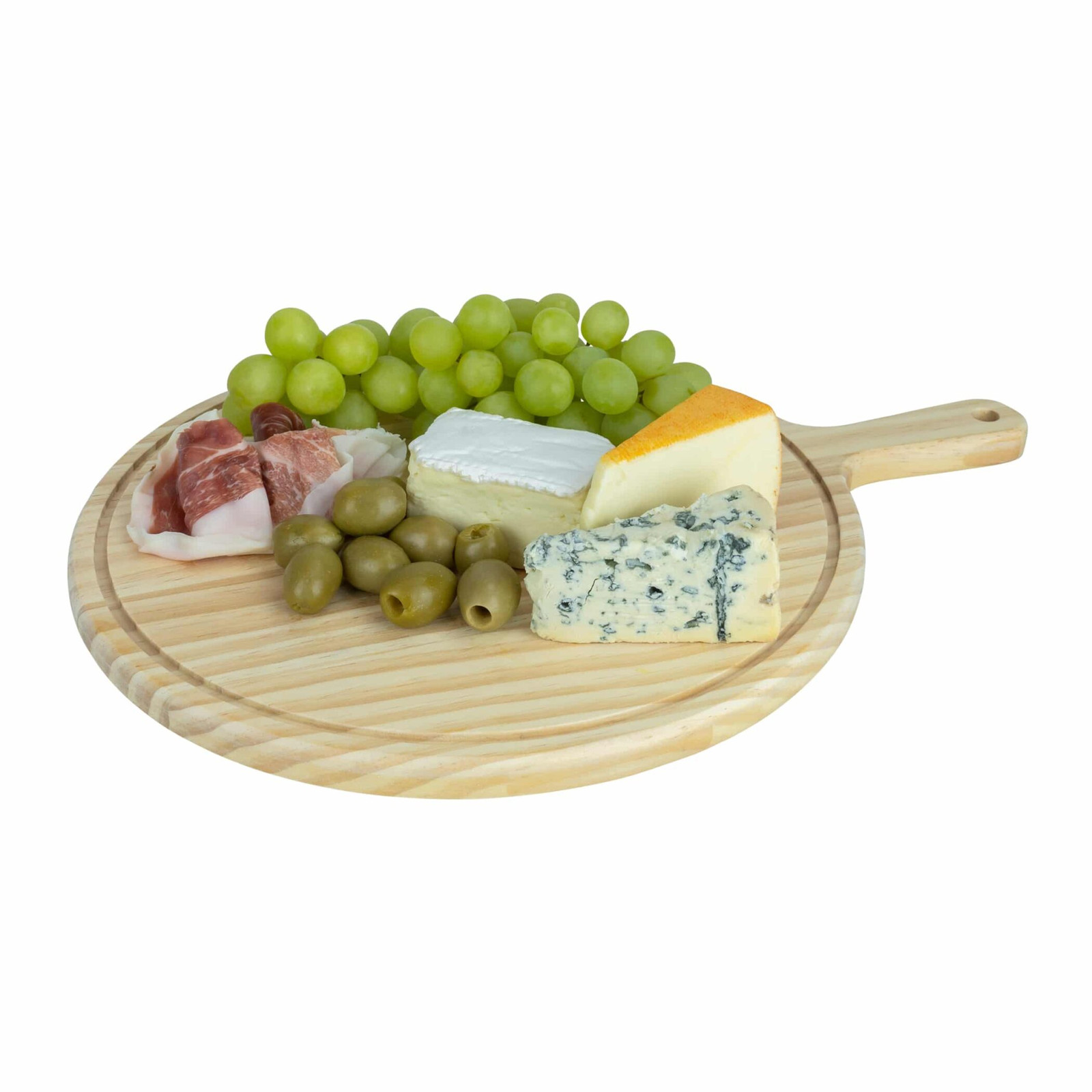 Krumble Serveerplank rond met handvat - Hout - Diameter: 30 cm