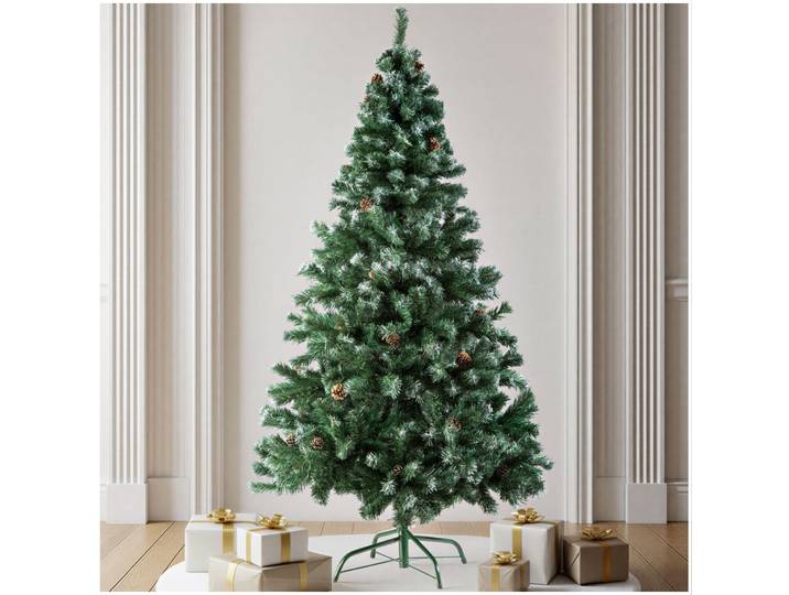 Weihnachtsbaum künstlich mit Zapfen und Metallständer 180cm - ohne Lichterkette