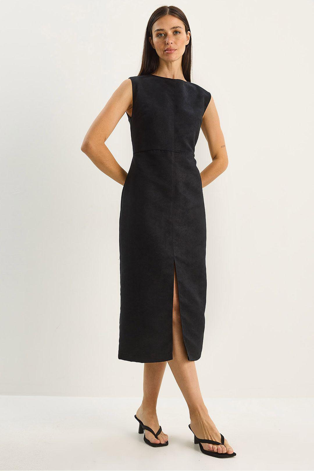Faux Suède Midi-jurk