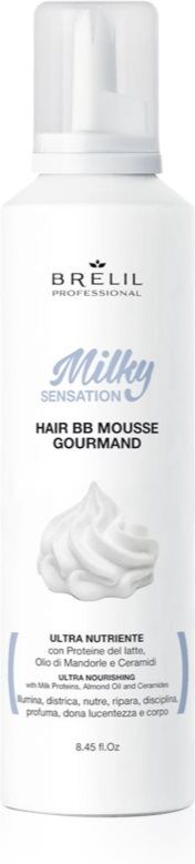 Brelil Professional Milky Sensation Hair BB Mousse feuchtigkeitsspendender Schaum für unnachgiebige und strapaziertes Haar 250 ml