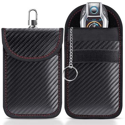 Faraday-Tasche für Autoschlüssel (2er Pack) Faraday-Käfigschutz für Autos RFID-Signalblockierende Schlüsselbundschutz Tasche mit doppelter Schicht aus Carbonfaser Material Diebstahlschutz